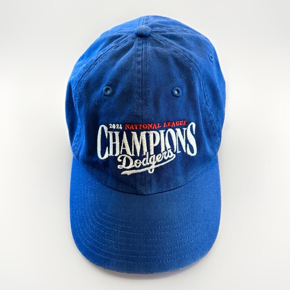 47 Brand Mens Blue 2024 National League Champions LA Dodgers Strapback Hat Cap